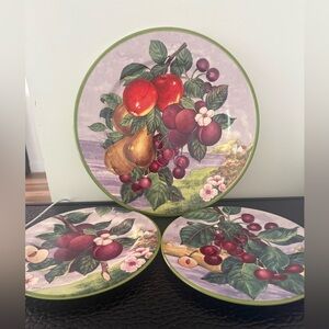 Villa d'Este Colorful Salad Plate Italy 8.5" And Serving Plate 12" Set Of 3